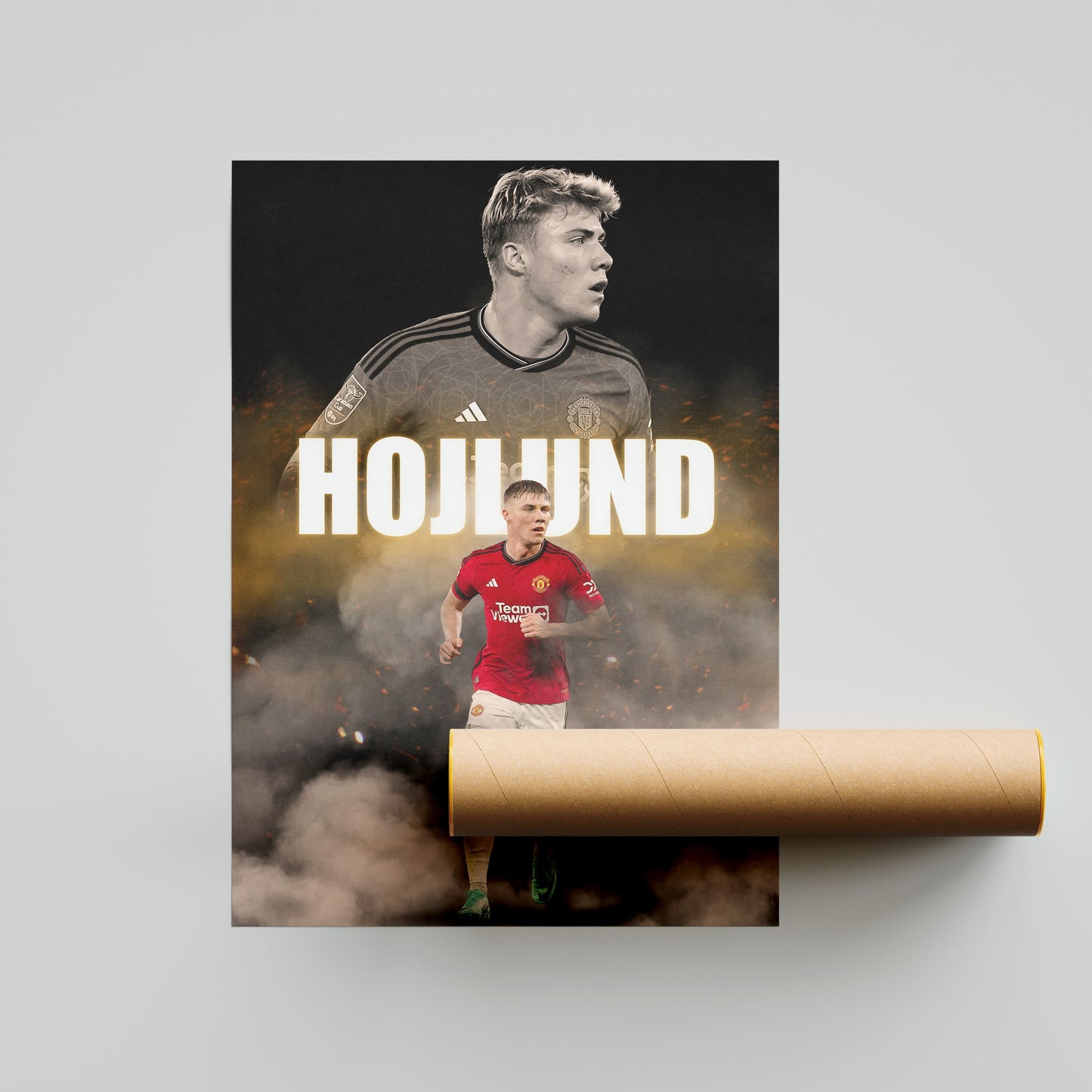 Rasmus Hojlund Man Utd Football Poster - FootballCorner
