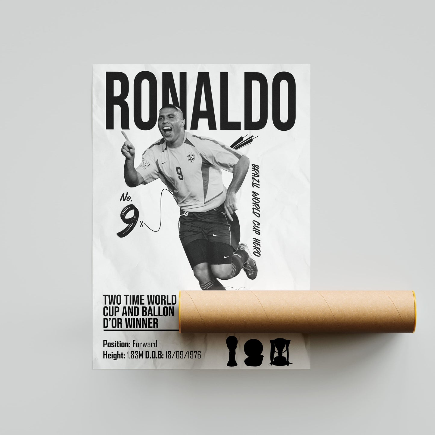 Ronaldo Nazário Football Poster - FootballCorner
