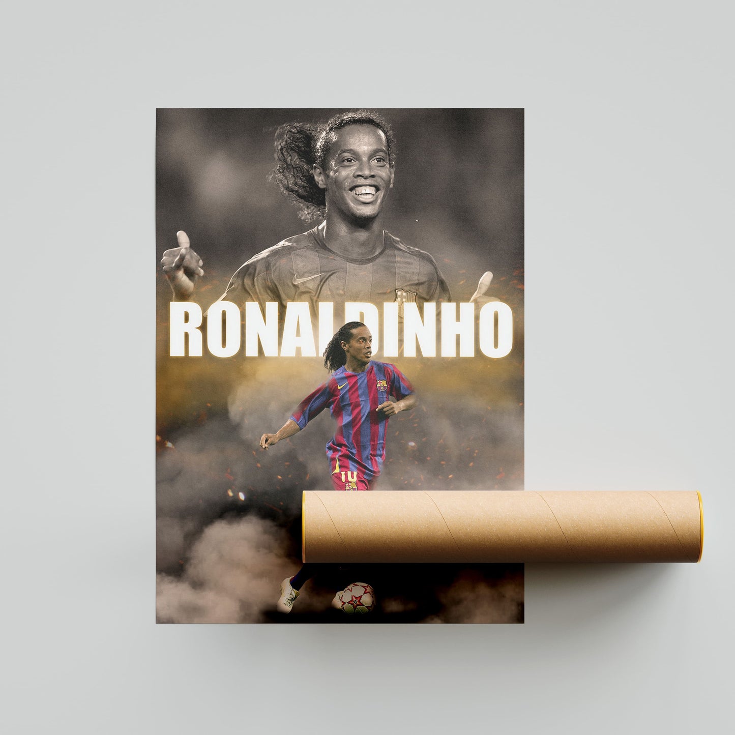 Ronaldinho Barcelona Football Poster - FootballCorner