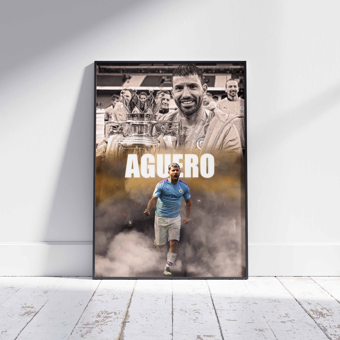 Sergio Aguero Man City Football Poster - FootballCorner
