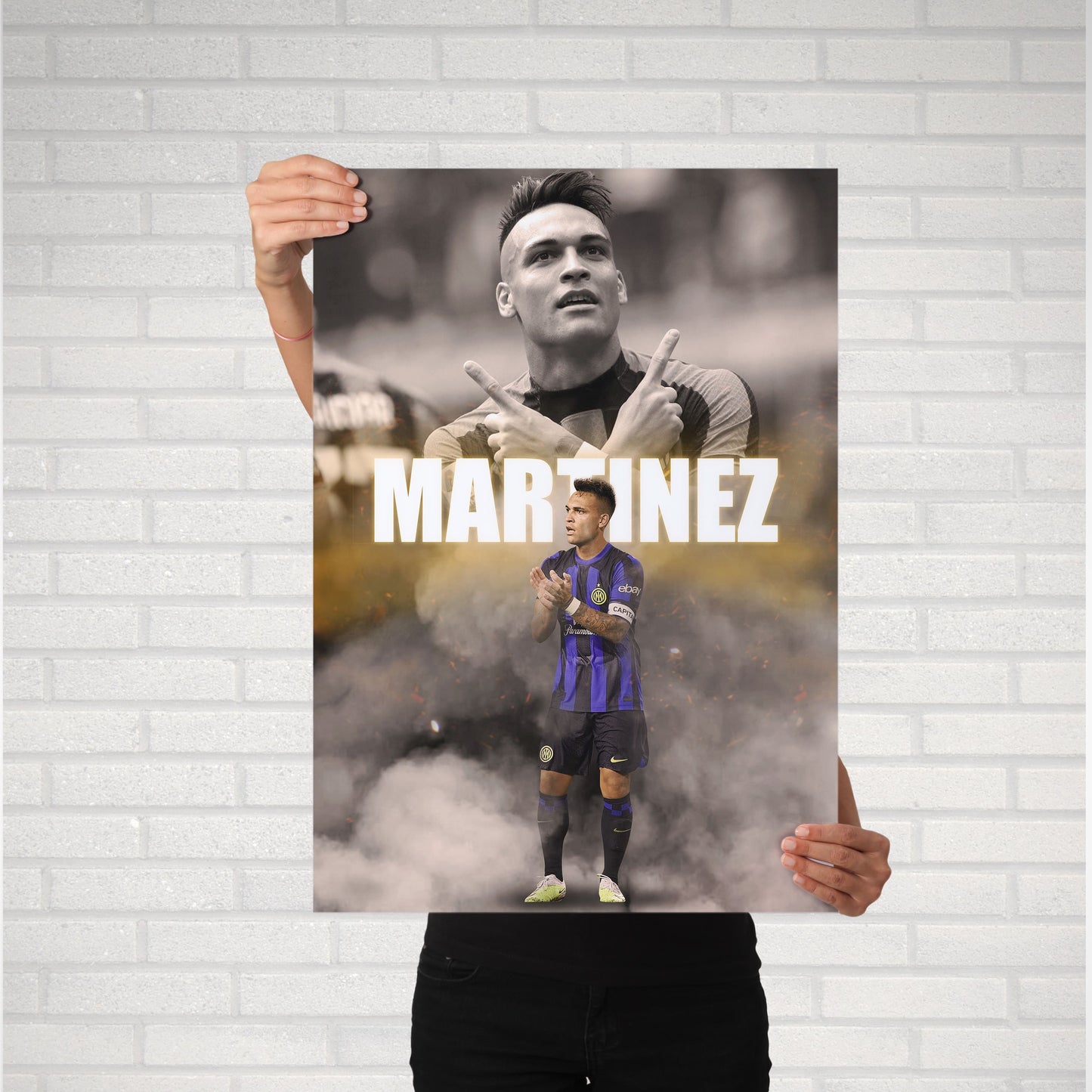 Lautaro Martinez Inter Milan Football Poster - FootballCorner