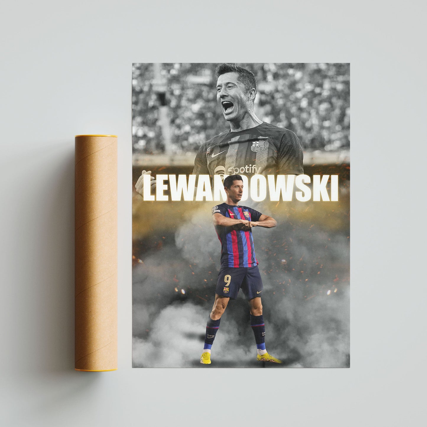 Robert Lewandowski Barcelona Football Poster - FootballCorner