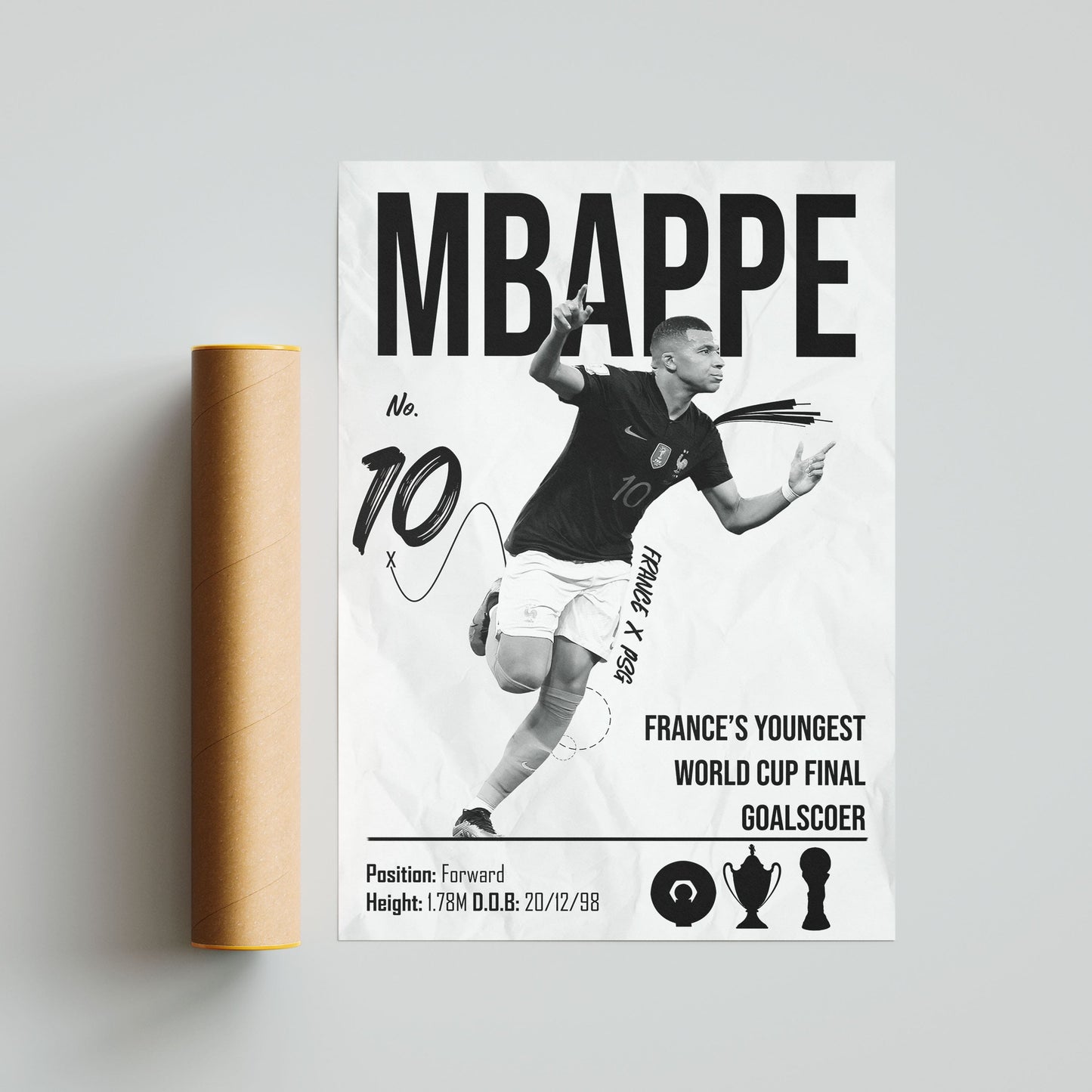 Kylian Mbappe Football Poster - FootballCorner