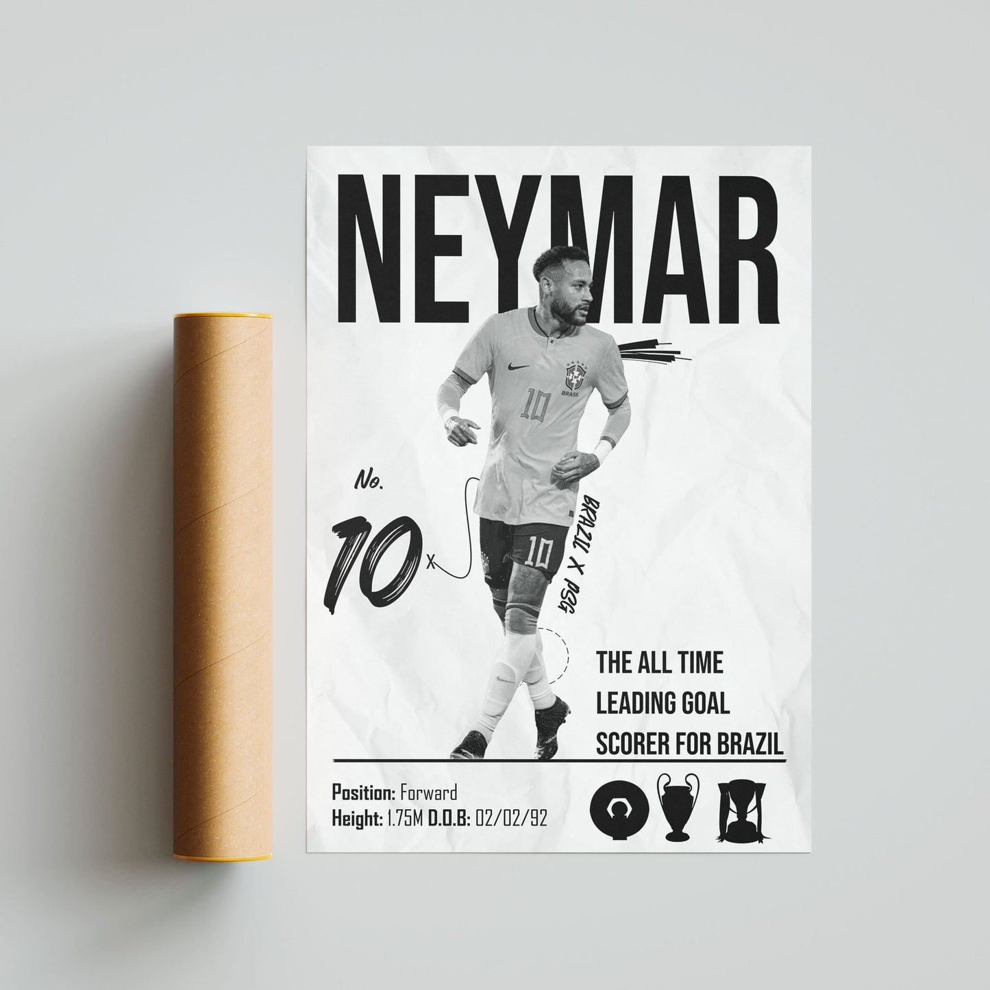 Neymar Brazil Football Poster - FootballCorner