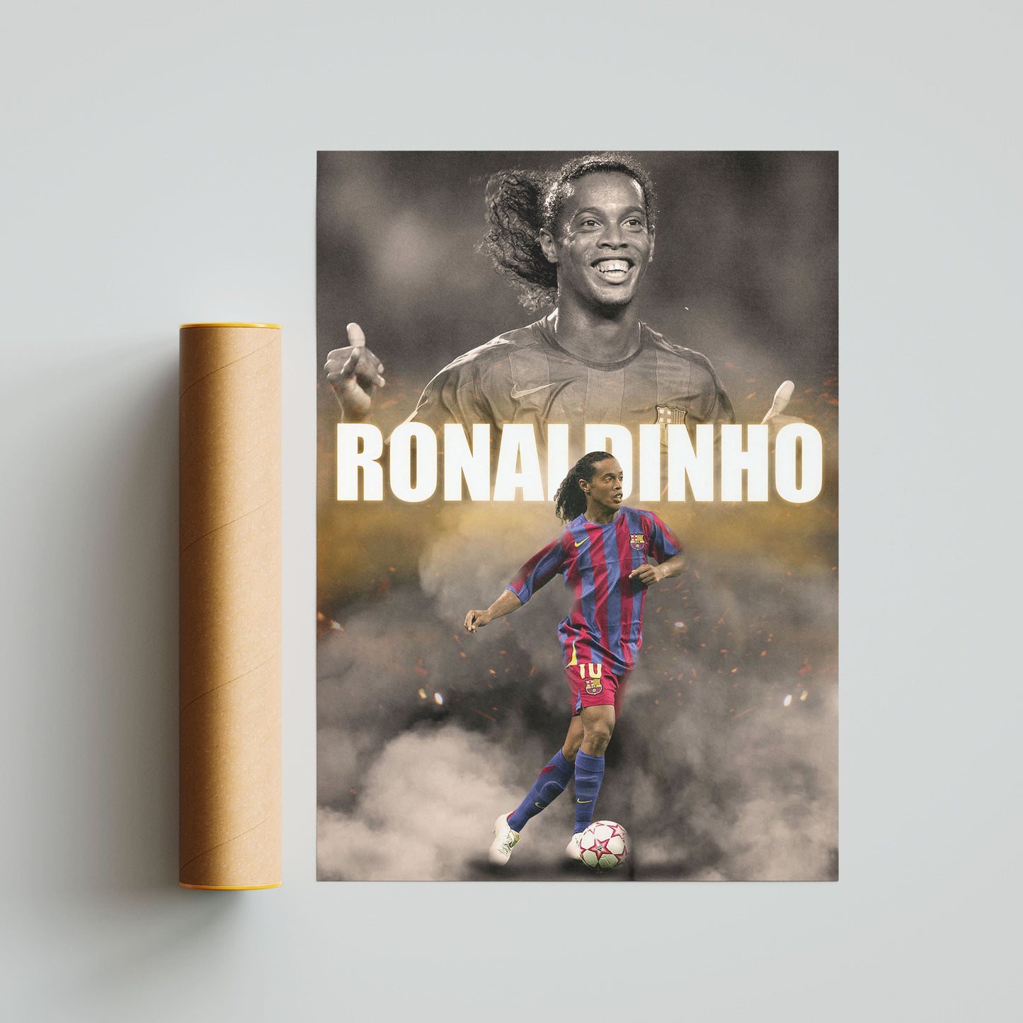 Ronaldinho Barcelona Football Poster - FootballCorner