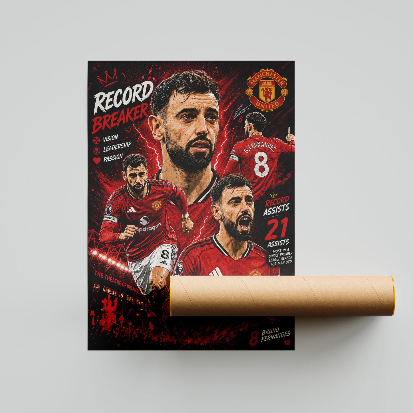 Bruno Fernandes Manchester Utd Football Poster