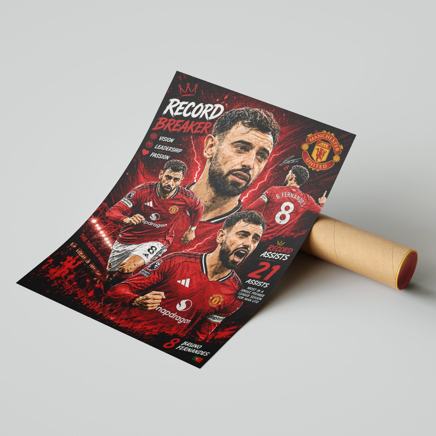 Bruno Fernandes Manchester Utd Football Poster
