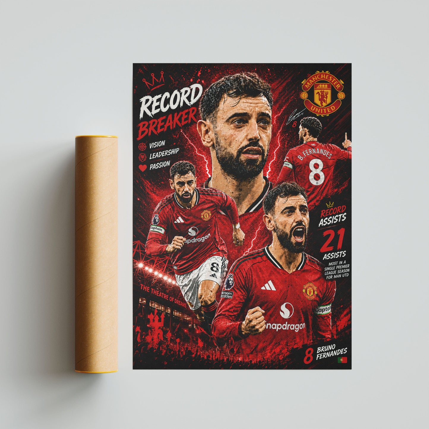 Bruno Fernandes Manchester Utd Football Poster