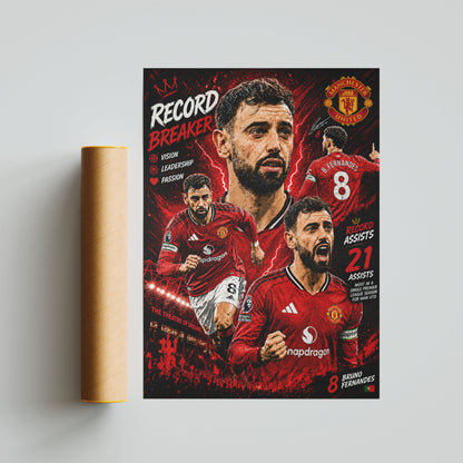 Bruno Fernandes Manchester Utd Football Poster