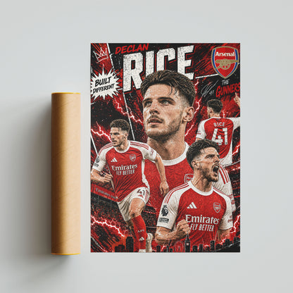 Declan Rice Arsenal Football Poster