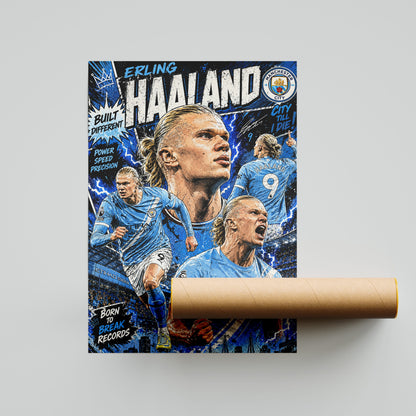 Erling Haaland Manchester City Football Poster