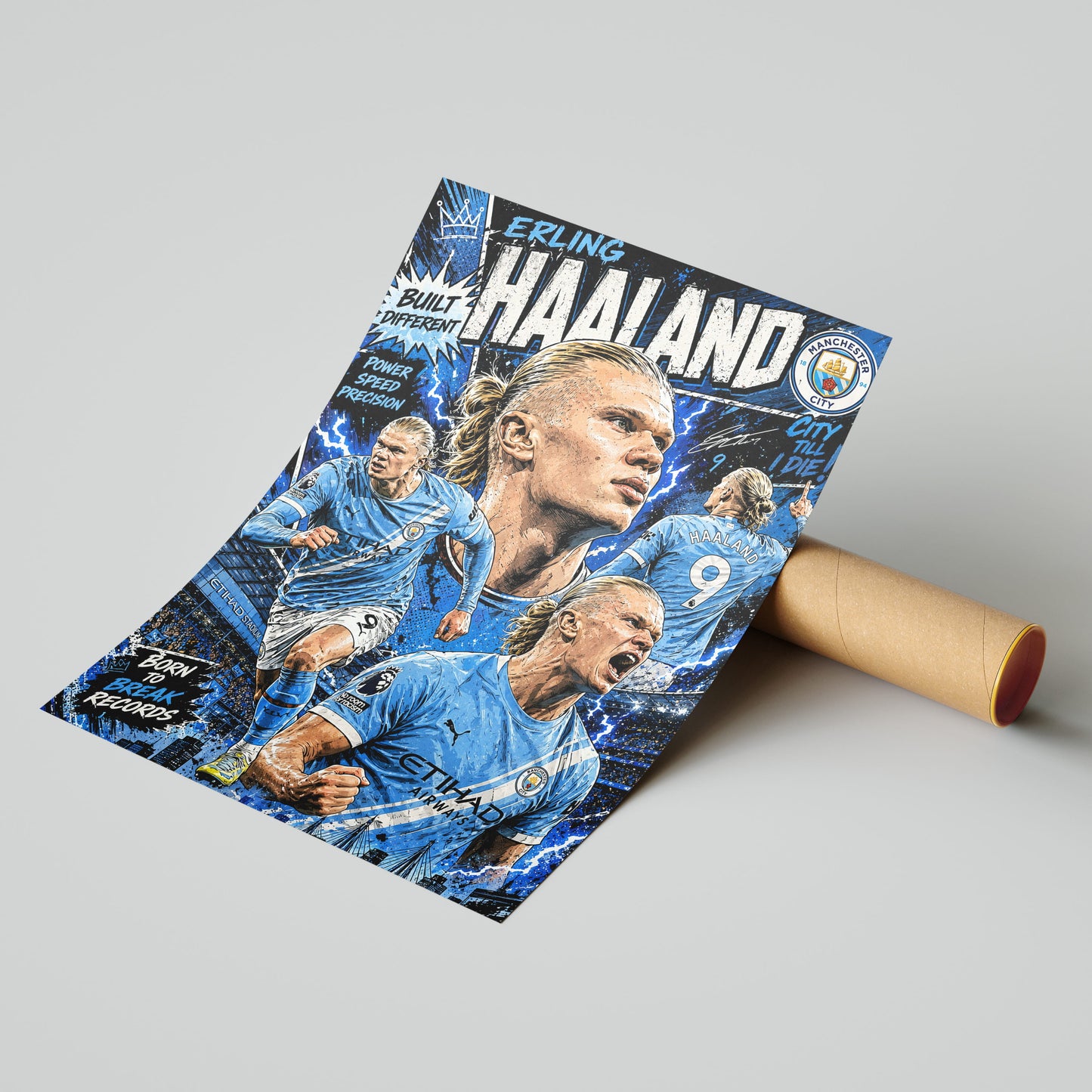 Erling Haaland Manchester City Football Poster