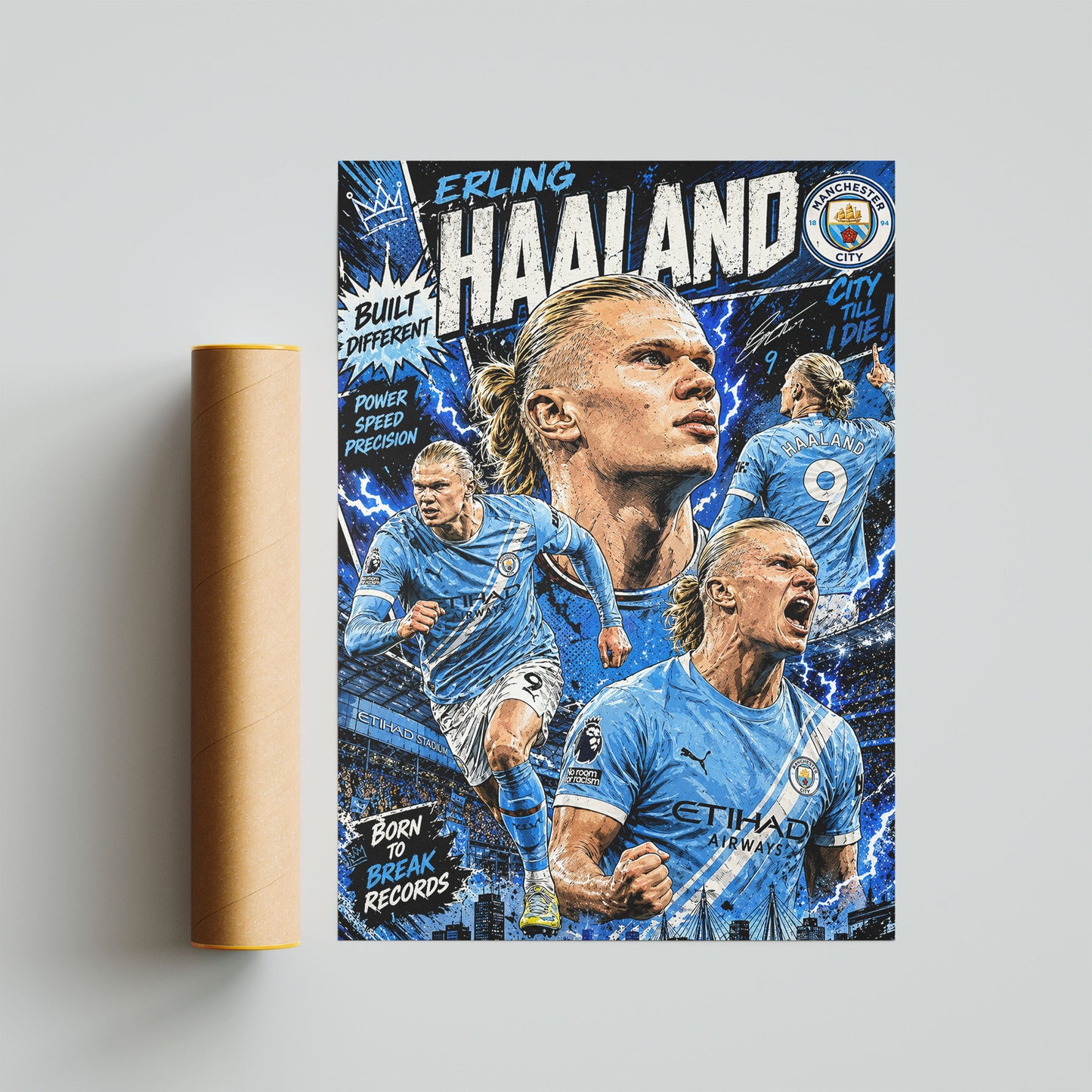 Erling Haaland Manchester City Football Poster