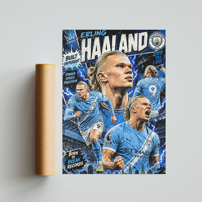 Erling Haaland Manchester City Football Poster