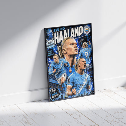 Erling Haaland Manchester City Football Poster