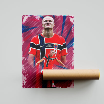 Erling Haaland Norway Football Poster