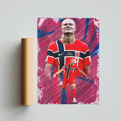 Erling Haaland Norway Football Poster