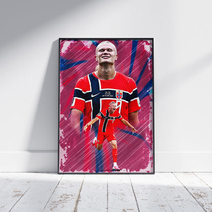 Erling Haaland Norway Football Poster