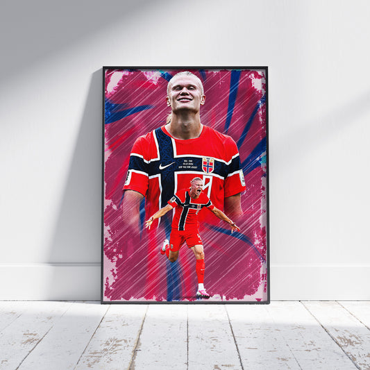 Erling Haaland Norway Football Poster
