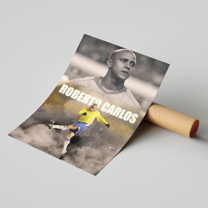 Roberto Carlos Brazil Football Poster