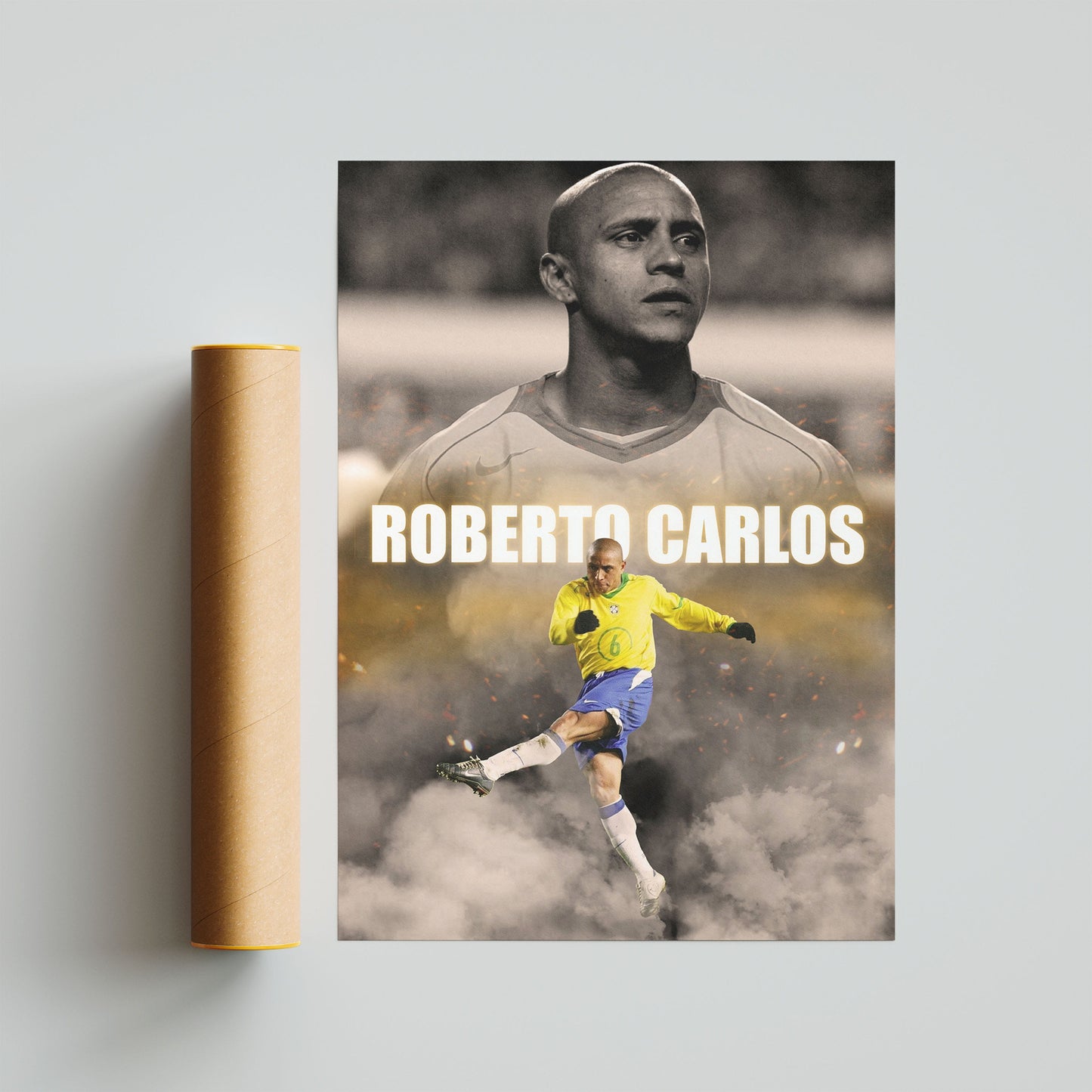 Roberto Carlos Brazil Football Poster