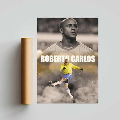 Roberto Carlos Brazil Football Poster