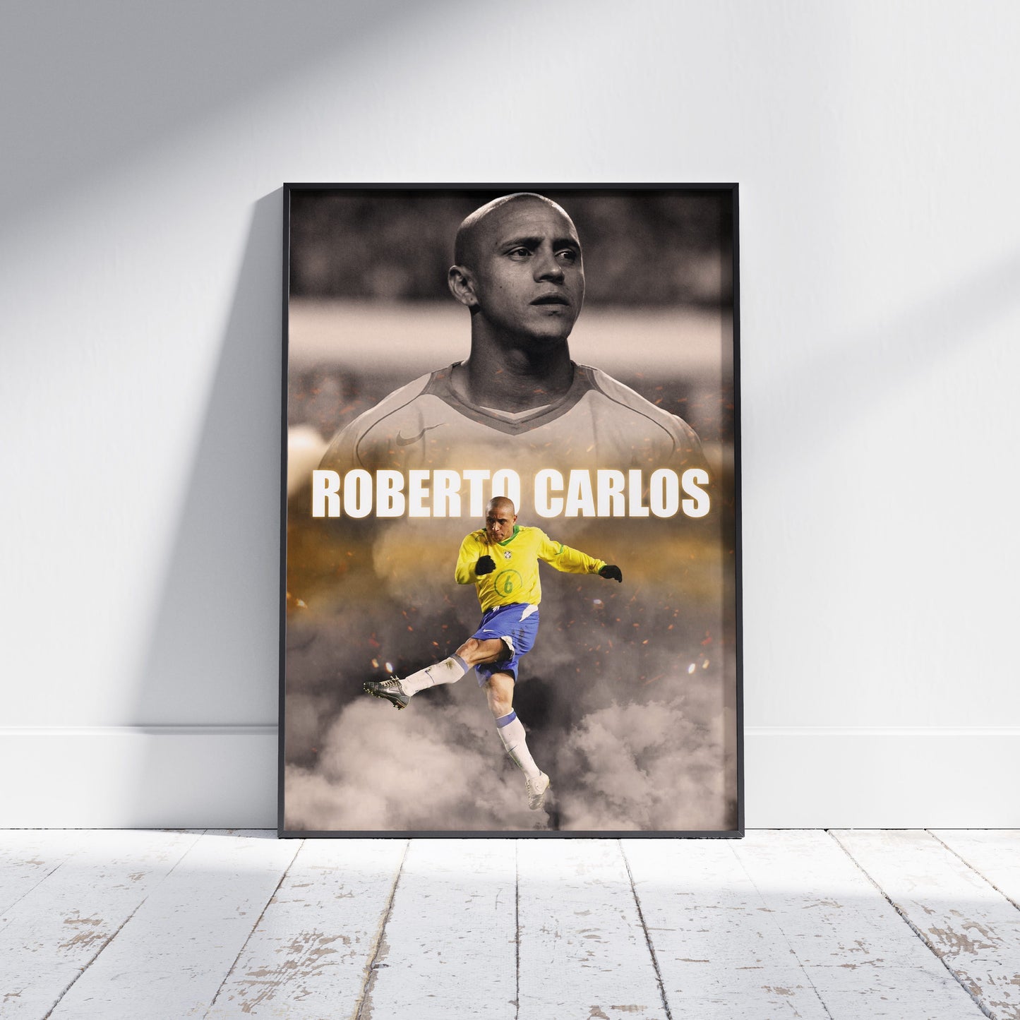 Roberto Carlos Brazil Football Poster