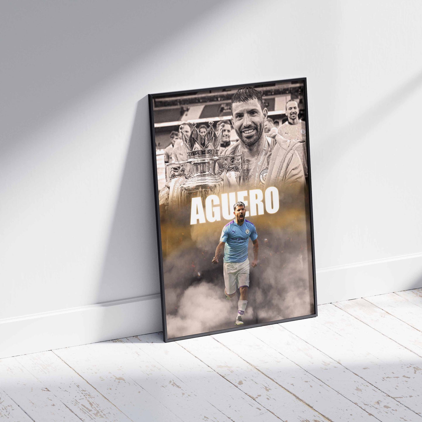 Sergio Aguero Man City Football Poster - FootballCorner