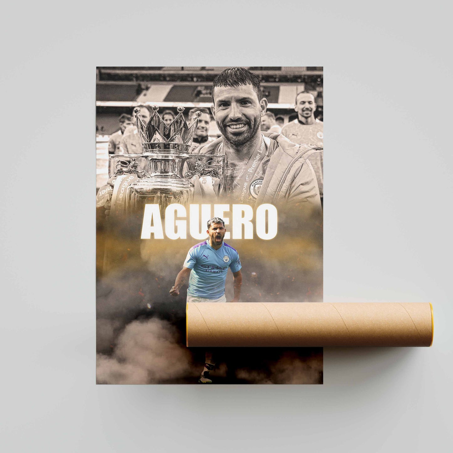 Sergio Aguero Man City Football Poster - FootballCorner