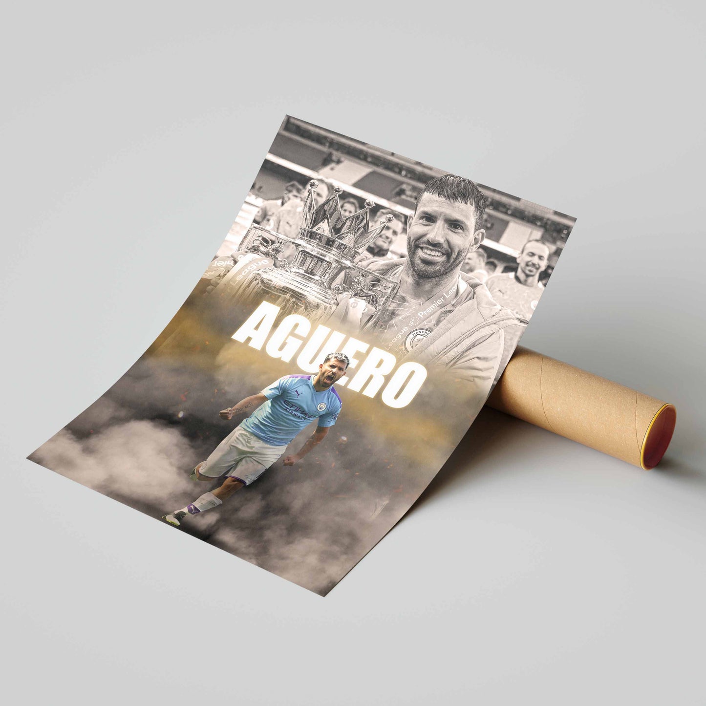 Sergio Aguero Man City Football Poster - FootballCorner