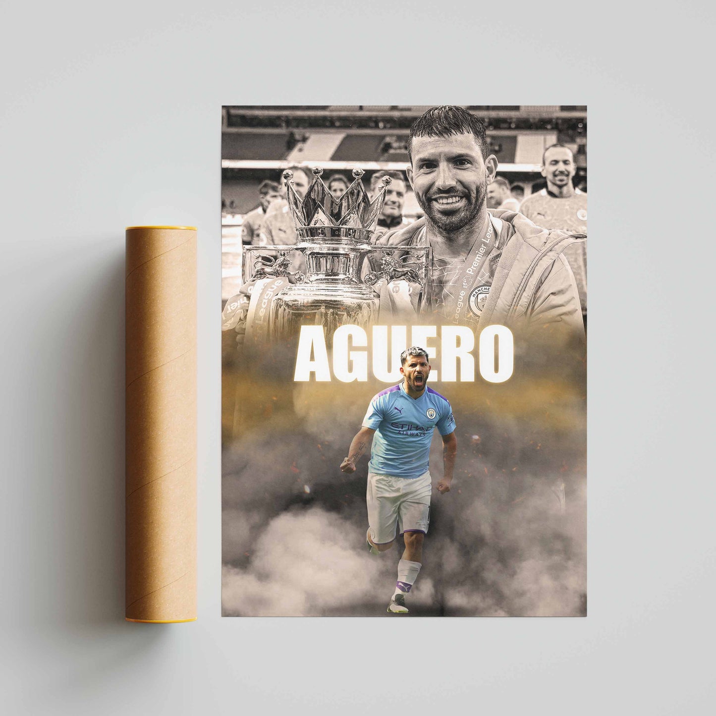 Sergio Aguero Man City Football Poster - FootballCorner