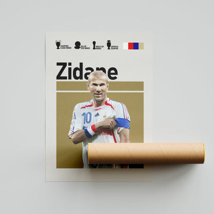 Zinedine Zidane World Cup Football Poster